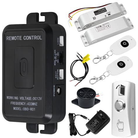 FUSYTULY Wireless Door Access Control System Kit Set Sblocco Telecomando + Serratura Elettrica del Bolt di Goccia + Trasmettitori Remoti 2pcs 433MHz