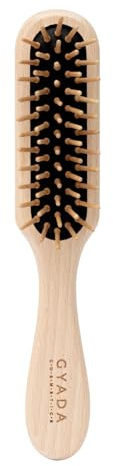 GYADA COSMETICS, Spazzola Rettangolare Small, Ideale per Districare i Capelli Corti, Stimolante e Massaggiante, non Spezza e non Elettrizza, Rafforza il Bulbo Pilifero, in Legno di Faggio