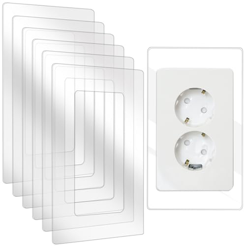 Beekeg 6 Stücke Lichtschalter Schutz, Wandschutz für Steckdose und Lichtschalter, Tapetenschutz, Steckdosenblende für Jedes Schalterprogramm - Weiß, 6er 2-fach