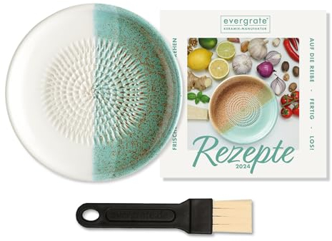 evergrate Keramikreibe im Motiv Ice mit Küchenpinsel und Rezeptheft