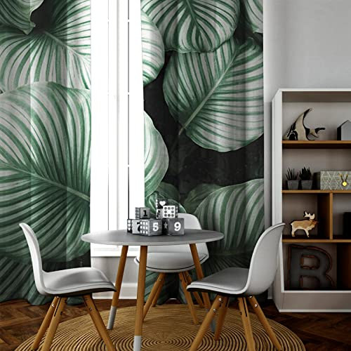 LANDOCROWN Minimalistische Streifenvorhänge 3D Schwarz und Weiß Verdunkelungsvorhang für Schlafzimmer Hotel Dekor Moderne ästhetische Ösenfenstervorhänge H160 x B168 cm