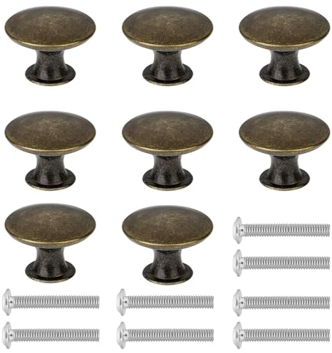 salbsever 8 Stück Antike Bronze Schranktürknöpfe Vintage Runde Schubladengriff mit 8 Schrauben Möbelknöpfe Kommodenknöpfe, Schubladenknöpfe Set für Schrank Schublade