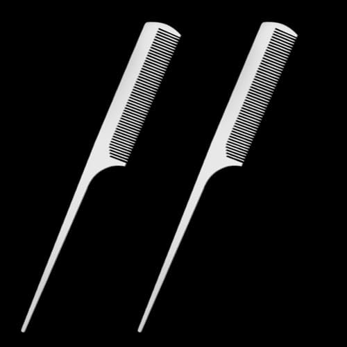 2 PCS Metal Rat Tail Comb - Stainless Steel Hair Comb with Parting Tip for Braiding, Teasing, Fine Cutting - Flat Top Metal Pick for Women Men