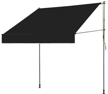 HXYhydrypd Markise Balkon Ohne Bohren, Klemmmarkise mit Kurbel, Sonnensegel Aufrollbar, Standmarkise, Markise Terrasse(Color:Black,Size:250 * 130cm/98.4 * 51.2in)