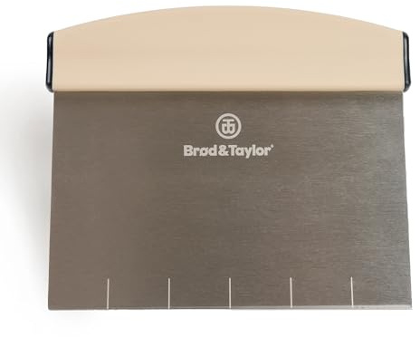 Brod & Taylor Dough Scraper with 25 mm Markings, Non-Slip Rubber Handle, Dough Cutter for Home-Kitchen Baking (15.2 cm x 13.3 cm Surface), 100% Dishwasher Safe Bench Scraper