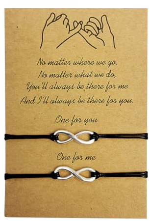 Juego de 2 piezas de pulsera de amistad, pulsera de pareja, pulsera ajustable hecha a mano, pulsera de amistad, pulsera a juego de distancia familiar para mujer