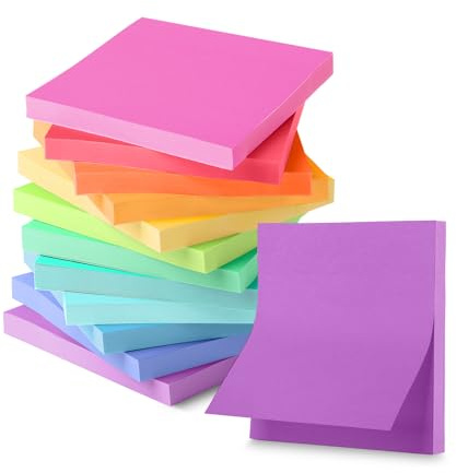 Mr. Pen- Sticky Notes, 3”x3”, 12 Pads, 600 Sheets, 12 Vibrant Color Sticky Notes 3x3, Back to School Supplies