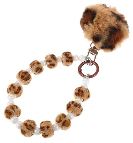 Holibanna Leopard Print Handyanhänger Lanyard - Perlen Handyanhänger - Handydekoration - Handtaschenanhänger - Damen Schlüsselanhänger