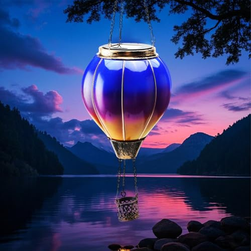 Hot Air Balloon Solar Lights, Hanging Garden Lantern for Patio & Yard | Waterproof, 6-8H Runtime, Colour Changing, Easy Hang, for Garden Patio Yard Tree Balcony