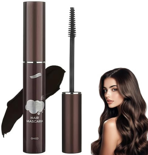 Hair Mascara Root Touch Up, Dark Brown Temporary Hair Dye Mascara, Grey Hair Cover Up Waterproof Root Cover Up, Quick Dry Smudge-Proof Hair Concealer Mens Beard Dye Brush