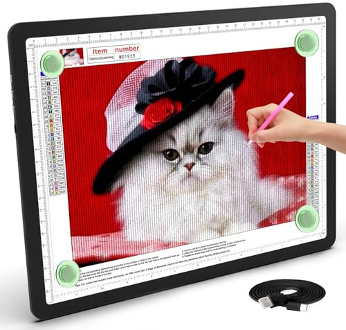 TSOCOS A4 Leuchttisch, 11000Lux Sehr Hell LED Licht Pad mit Seitliche Tasten & 6 Stufen der Helligkeit, 3 Farben Lightpad Leuchtplatte für Diamond Painting, Zeichnen, Skizzieren