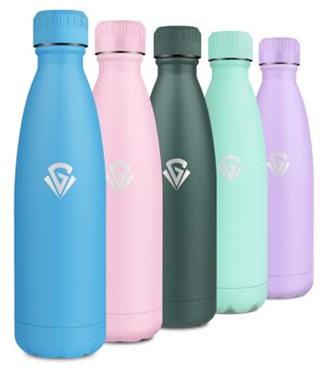 Botella Termica 500ml, Cantimplora Acero Inoxidable Reutilizable con Doble Pared, Botella de Agua sin BPA, A Prueba de Fugas, Termo Agua para Escuela, Oficina, Deporte, Senderismo, Viajes, Exterior