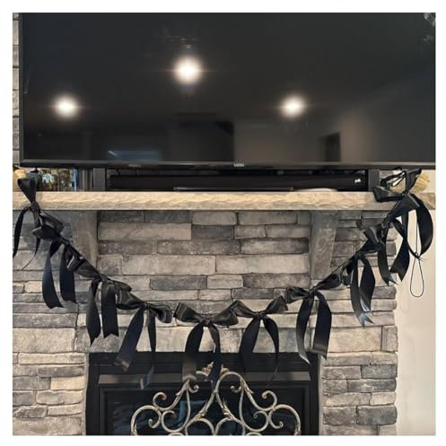 GreatRise Schleifengirlande, 10 Schleifen 3 Meter×0.6cm Satinband 1 Plastiknadel, Schleife Geburtstag Banner Party-Dekorationen für Hochzeit Verlobung Babyparty Zuhause Tisch Dekoration Schwarz