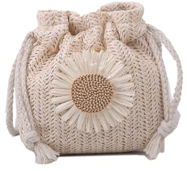 CATOR Grand Sac en Paille à Bandoulière Tissé à la Main, Fermeture Éclair pour Femme - Voyage, Vacances et Plage d'Été