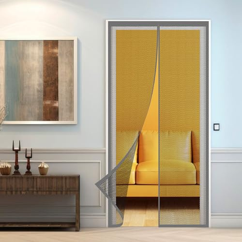 Fliegengitter Balkontür Magnet 70 x 278 cm Insektenschutz Balkontür Kinderleichte Klebemontage Ohne Bohren für Terrassentür Kellertür, Grau