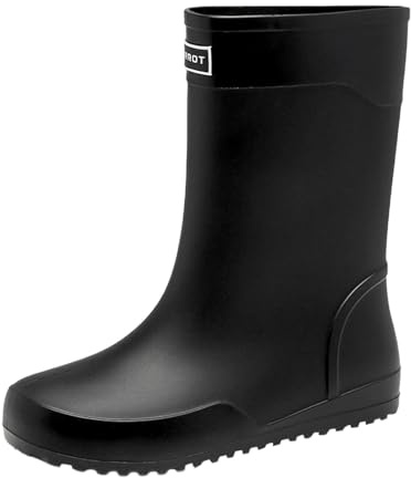 Regenschuhe für Herren Gummistiefel Mit Mittlerem Schaft Zum Draußen Tragen Europäischer Stil Wetterfest Rutschsicher Für Küche Angler Angelschuhe für den Außenbereich Herren Schuhe (Black, 45)