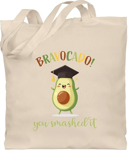 Geschenk mit Namen personalisiert by Shirtracer - Baumwolltasche - Abschluss - Bravocado You smashed it mit Wunschtext I Schulabschluss Geschenk Avocado Abschlussgeschenk Schule I Ausbildung bestanden