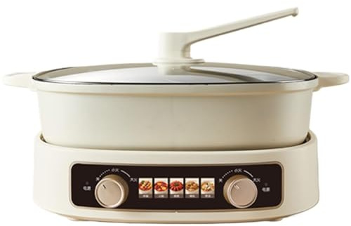 Cocotte Électrique, Cocotte Électrique Multifonctionnelle avec Contrôle à Double Zone, Capacité Grande de 6L pour 6-8 personnes, Puissance de 2100W
