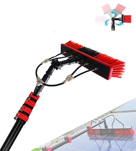 30ft Telescopic Water Fed Pole Kit for Outdoor Window Cleaning - Lightweight Aluminum with Brush & Spray Washer for Solar Panels, Gutter Cleaning & Hard-to-Reach Areas
