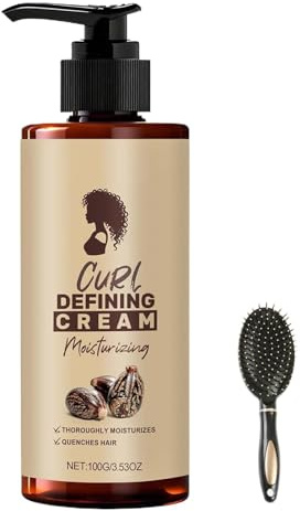 Crema definidora de rizos, loción rizadora para cabello ondulado, loción alisadora de larga duración para el encrespamiento seco, crema ligera hidratante sin aclarado (1PC)