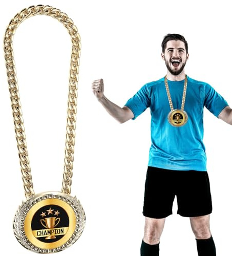 Cadena con el Mejor Volumen de Negocios de Todos Los Tiempos, 15 cm Medalla Campeón Dorada Grande Collar con Colgante Cabra Cadena Divertida Campeón MVP para fútbol Baloncesto y Atletas