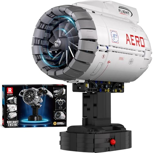 Reobrix Juegos de construcción de motor turbofán de avión, kit de modelo de motor que funciona, bloques de construcción de ingeniería mecánica con motor, 1813 piezas STEM kits de construcción de