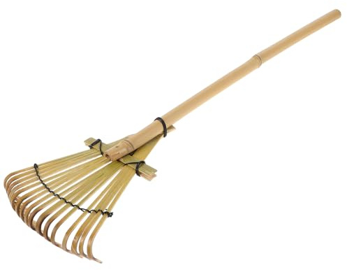 IWOWHERO Rastrillo de Mano Pequeño de Bambú 13X50 CM para Jardinería Modelado de Arena y Paisajismo Herramienta Ligera Ergonómica para Areneros y Cuidado de Parterres