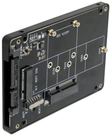 NGFF 2-in-1 Combo M.2 B+M-key & mSATA 68Pin SSD to 2.5 inch SATA 3.0 22Pin Adapter Converter Case Enclosure with Switch & Black Cover