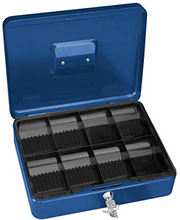 MAUL Geldkassette 56114, blau, herausnehmbarer Münzeinsatz aus Kunststoff, Sicherheitsschloss mit 2 Schlüsseln