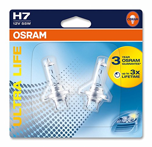 Osram ULTRA LIFE H7, Halogen-Scheinwerferlampe, 64210ULT-02B, 12V, Doppelblister