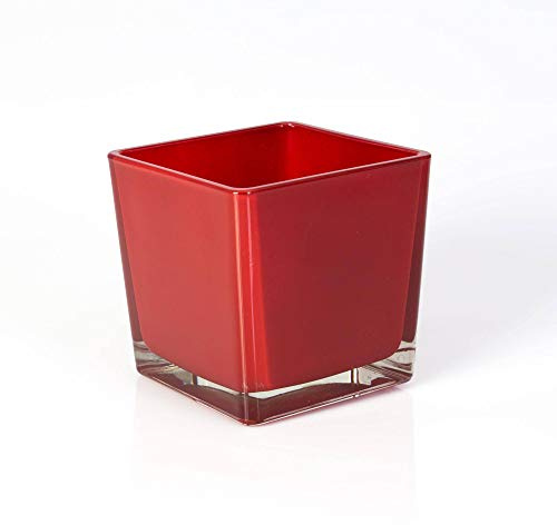 INNA-Glas Stort te-ljusglas Kim, rött, 12x12x12 cm