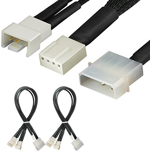 J&D 4-poliger Molex zu Lüfterstromverteilerkabel 2er Pack, für 4-polige PWM Computergehäuselüfter, 30 cm
