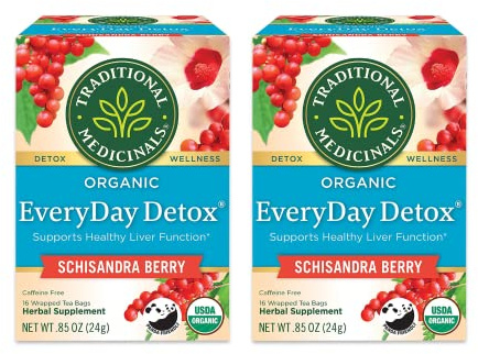 Traditional Medicinals Organic EveryDay Detox Schisandra Berry Herbal Tea, Supports Healthy Liver Function (16 Count (Pack of 2))