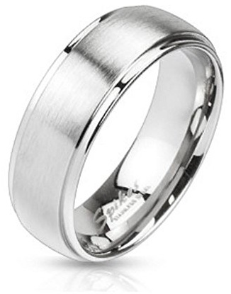 Bungsa 64 (20.4) Ring Edelstahl gebürstet mit 2 hochglanzpolierten Aussenringen SCHMUCKRING für Damen und Herren silber