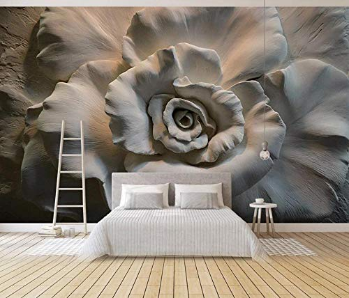 Fototapete Kinderzimmer Tapete Rose Geprägte Blumen Tapeten 3D Effekt Vliestapete Wandbilder Schlafzimmer Wanddeko Wohnzimmer