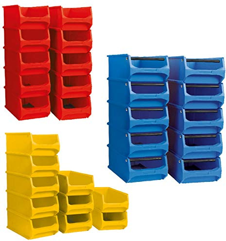 Industriell kvalitet 30 delar display staplingslåda set 3 storlekar 10 x LB5 gul 10 x LB4 röd 10 x LB3T blå