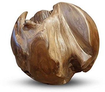 Kinaree Wurzelholz Dekoration Kugel 40 cm – handgefertigte Teakholz Deko aus Indonesien – rustikale Holz Deko Kugel für Wohnung Garten Terrasse – asiatische Möbel aus Massivholz (40cm)