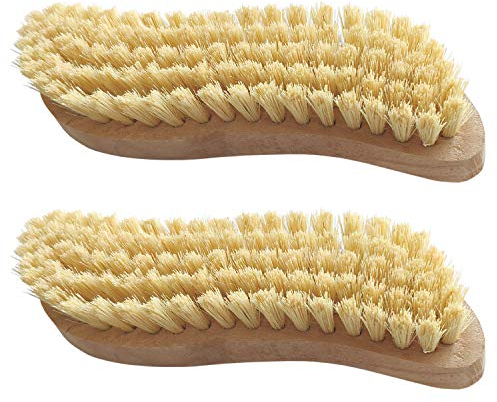 2 spazzole per la pulizia a mano, impugnatura ergonomica in legno a forma di S, spazzole per la pulizia della cucina, del giardino o di casa