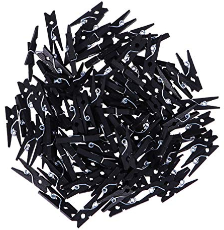 FAVOMOTO 100 PCS Schwarz WäScheklammern Holz Mini， Kunststoff Klammern 25 cm Mini Klammern Holz DekoKlammern Wäscheklammern Schwarz 2. 5cm Kleine klammern Clips