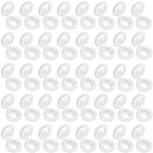 100 Pcs Screw Cover Caps, 0.34 Inch Plastic Hinged Screw Covers, Replacement Screw Decorative Covers for M4 Screws（White)