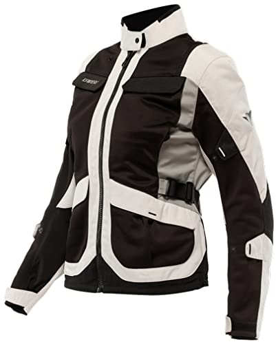 Dainese - Desert Lady Tex Jacket, Chaqueta de Moto de Verano, Tejido Técnico Ligero, Protectores de Hombros y Codos, Chaqueta de Moto para Mujer, Peyote/Negro/Steeple-Gray, 40