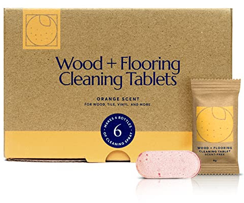 CLEANOMIC Wood and Flooring Cleaning Tablets (6 Pack) - All-Purpose Multi-Surface Household Cleaner Tablets (Orange Scent)