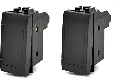 Vetrineinrete® Kit 2 deviatore bipolare compatibile con living light international air interruttore pulsante 2p 16a 250v (Nero)