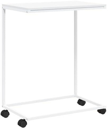 vidaXL Sidobord med hjul vit 55x35x70 cm konstruerat trä, ändbord, laptopbord, sido bord, accentbord, datorbord, soff bord, änd bord, accent bord