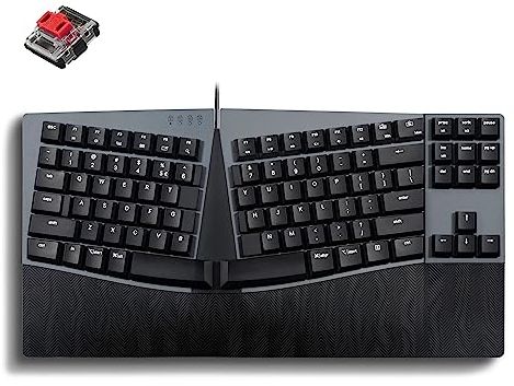 Perixx PERIBOARD-335RD Teclado compacto mecánico ergonómico con cable,Interruptores lineales rojos de bajo perfil,Compatible con Windows y Mac OS X,Inglés de EE. UU