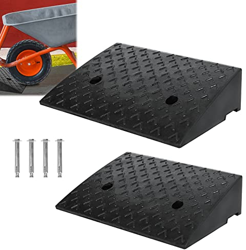 YRHome 2er Gummi Bordsteinrampe 10,5cm Hoch Rollstuhlrampe tragbar Gummirampe Auffahrrampe Kunststoff Schwellenrampe Bordsteinkanten Rampe Türschwellenrampe für Rollator Rollstuhl Motorrad Auto