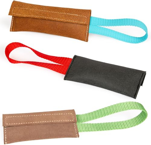 CopcoPet Futterdummy aus Leder – Robuster Futterbeutel & Trainingsdummy für Hunde ca. 21 x 7 cm, Cognac – Hundespielzeug zum Apportieren & für Hundetraining, Welpen & Erwachsene, befüllbar