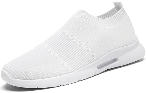 Oltyutc Baskets Femme Slip-on Respirantes en Maille Légeres Chaussures de Sport Confortables Blanc EU 39