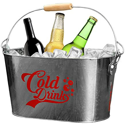 Ice Bucket, Thickened Iron Ice Bucket, Retro Drink Ice Bucket with Handle, Cooling Bucket for Strong and Sturdy Drinks, Bucket