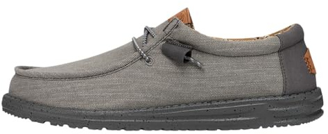 HEYDUDE – Wally Washed Canvas herr – Slip on skor – mockasinstil, antracit, 45 EU